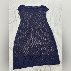 B. Darlin Two-Tone Lace Sheath Junior Dress